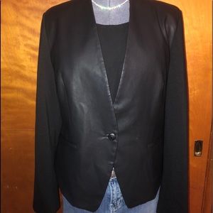 Sexy, stylish faux leather front blazer.